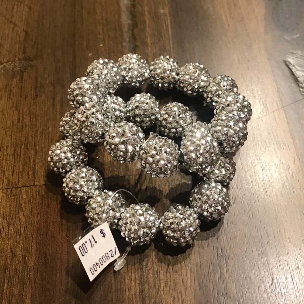 Silver Rhinestone ball bracelets NWT